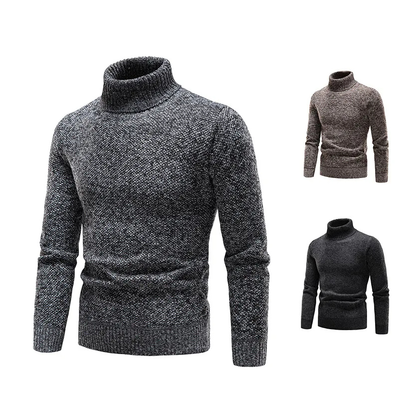 Warm turtleneck jumper with melange effect