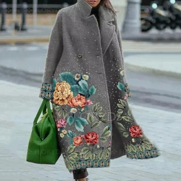 Winter coat with floral pattern