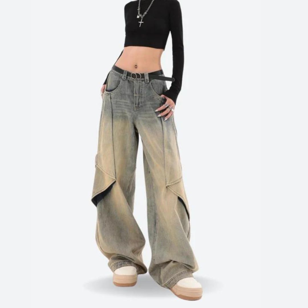 Layered wide-leg skater jeans