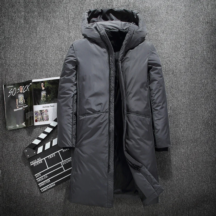 Winter jacket long cut with hood and pockets