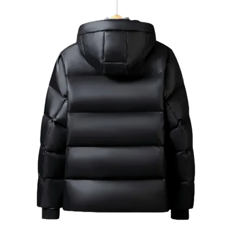 Men's puffer jacket with duck down filling and hood