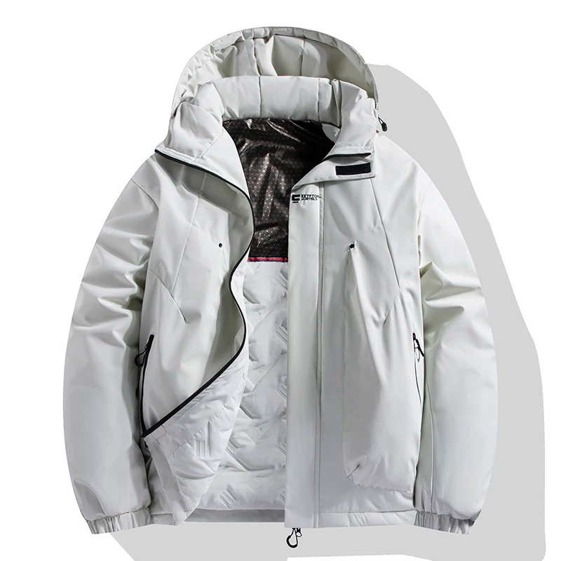 Men's puffer jacket with thermal lining and zip pockets