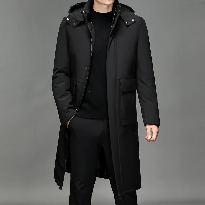 Men's parka winter jacket windproof with warm lining and pockets