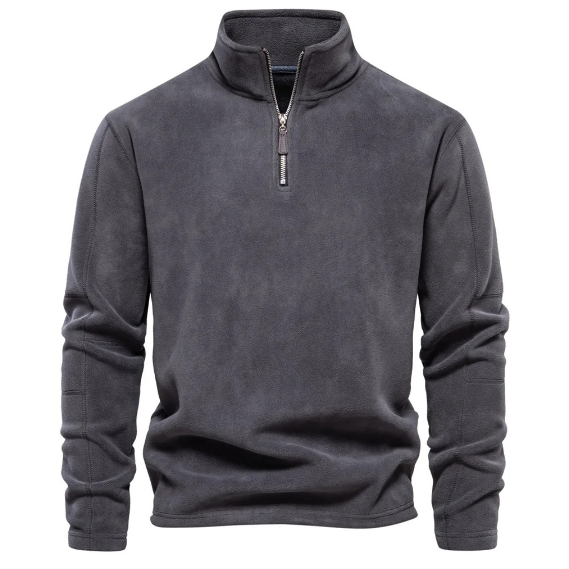 Comfortable fleece pullover with zip and stand-up collar