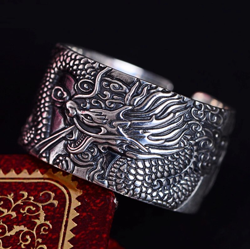 Dragon Sutra Silver Ring