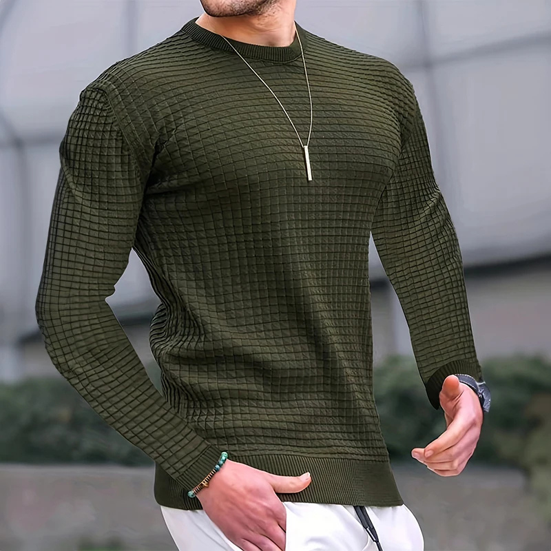 Men's with structure, round neck slim fit jumper