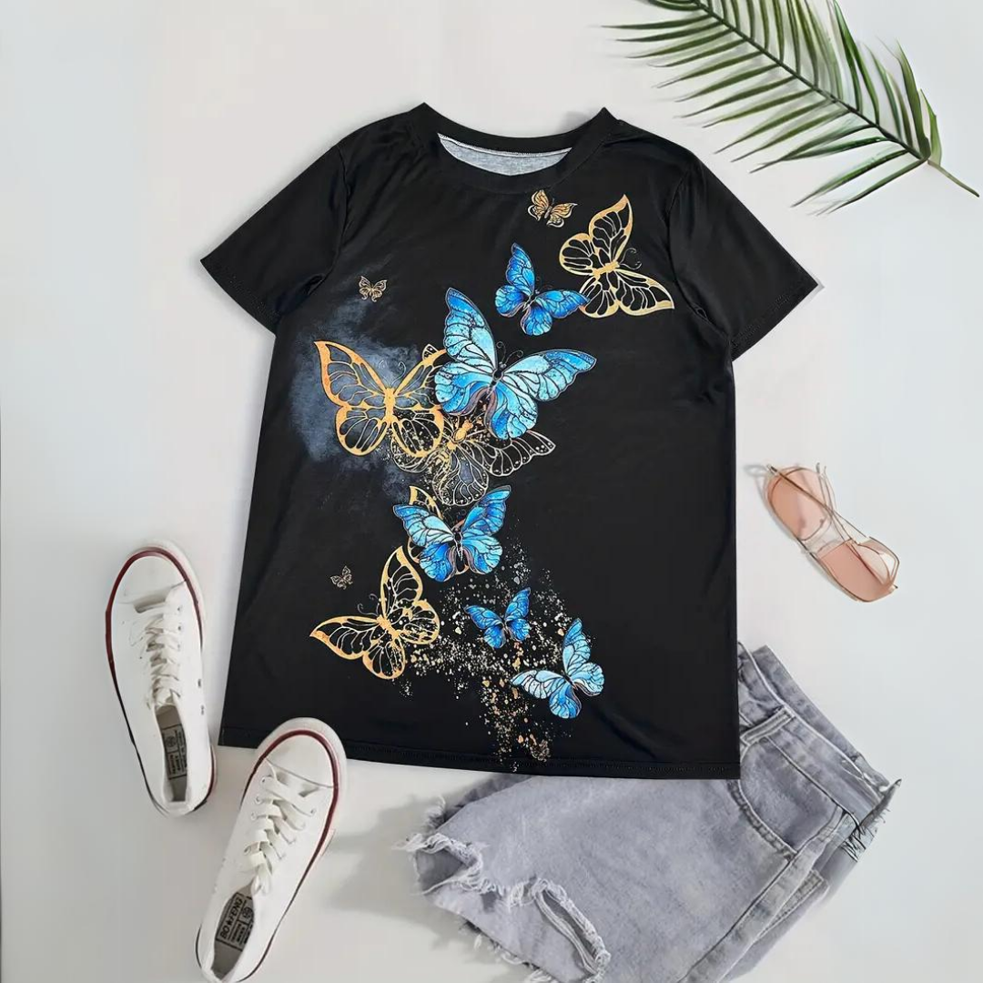 Shirt with butterfly print