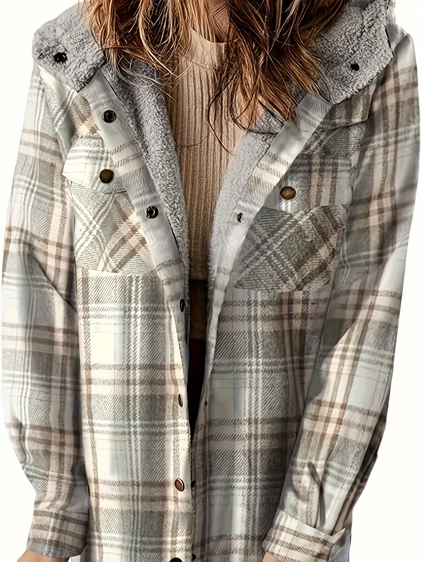 Women - Urban Jacket - Checked Pattern with Zip Fastening - Stylish Outerwear for Everyday Wear