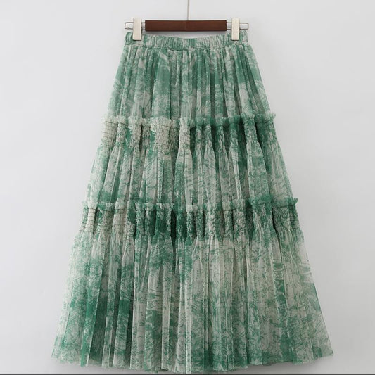 Modern Ink Print Skirt Elasticated Waist Sewing Thread