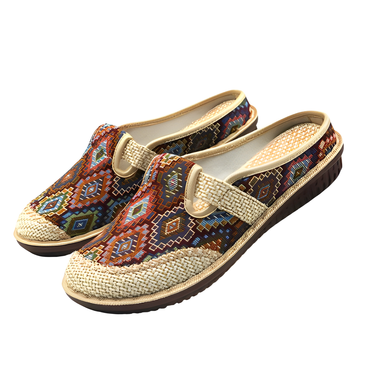 Sandals in ethnic woven linen