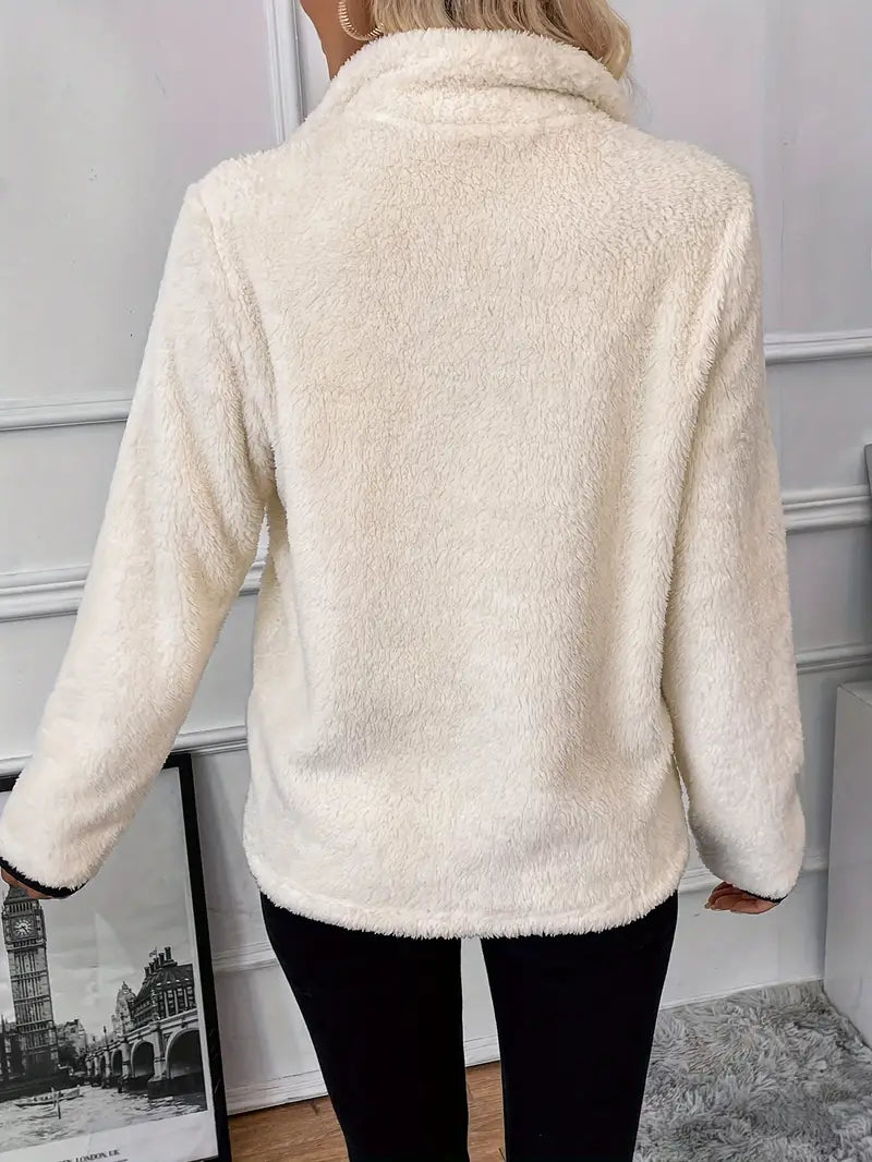 Comfy zipped teddy jumper for women