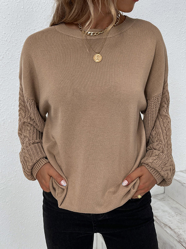 Plain twisted jumper with round collar