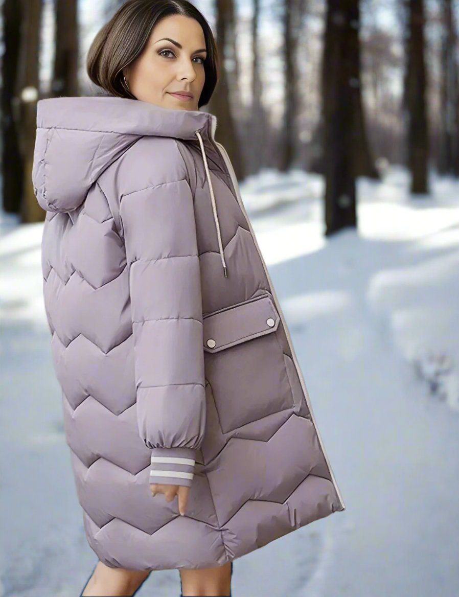 Women's Long Padded Coat - Warm and Cozy Outerwear - Perfect for Cold Weather