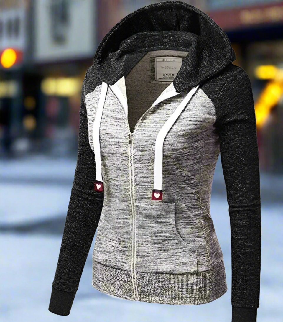 Women - Hoodie - Soft Striped Fabric with Zip Fastening - Stylish & Comfortable Outerwear