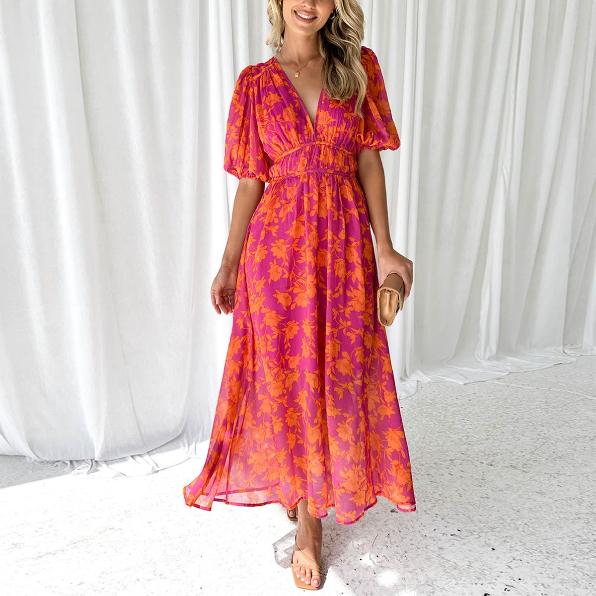 Maxi dress with V-neck