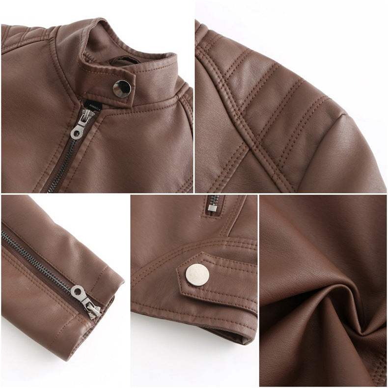 Women - Slim Leather Jacket - Lightweight Spring Style - Trendy Outerwear for Every Occasion