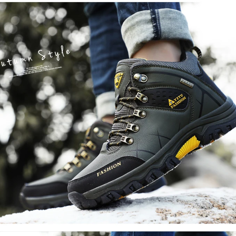 Hiking Shoes Men's Waterproof Warm Lined Outdoor Trekking Shoes