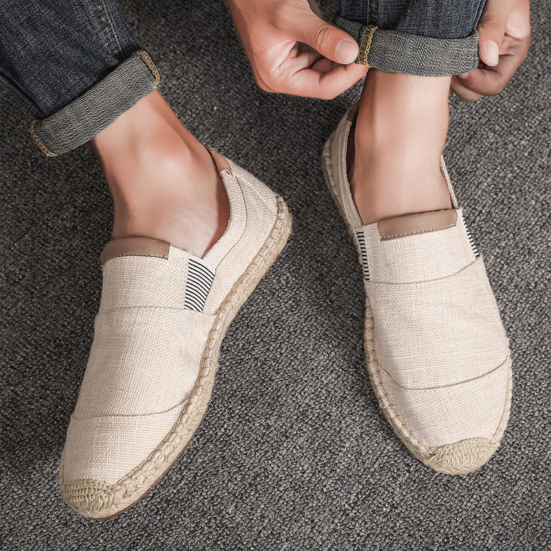 Stylish handmade canvas straw shoes