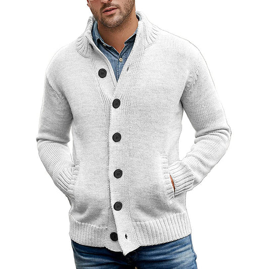 Single-coloured single-breasted knitted jumper