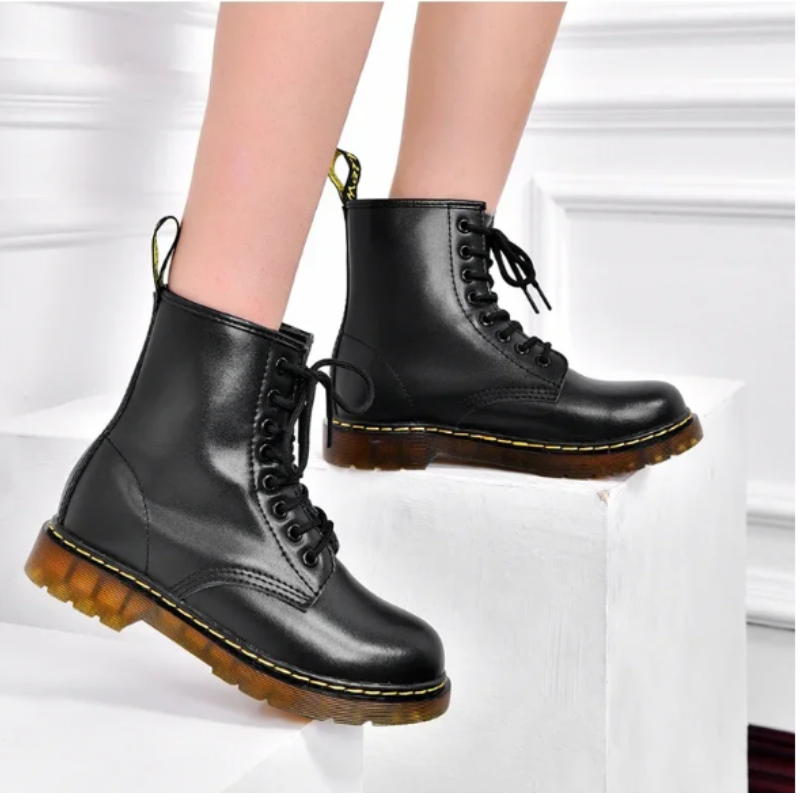 Boots with robust rubber soles and classic lacing