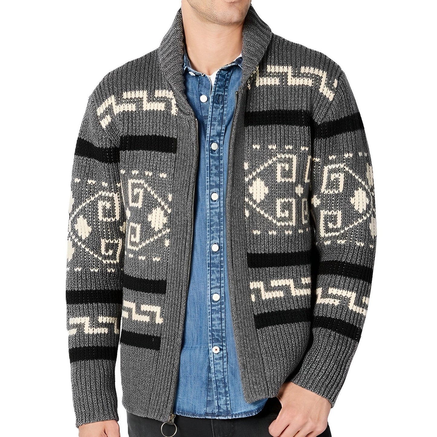 Men - Cardigan - Retro Lapel Design - Stylish Knitwear for Comfort and Fashion