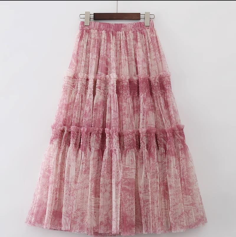 Modern Ink Print Skirt Elasticated Waist Sewing Thread