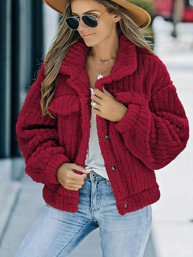 Faux fur jacket with buttons