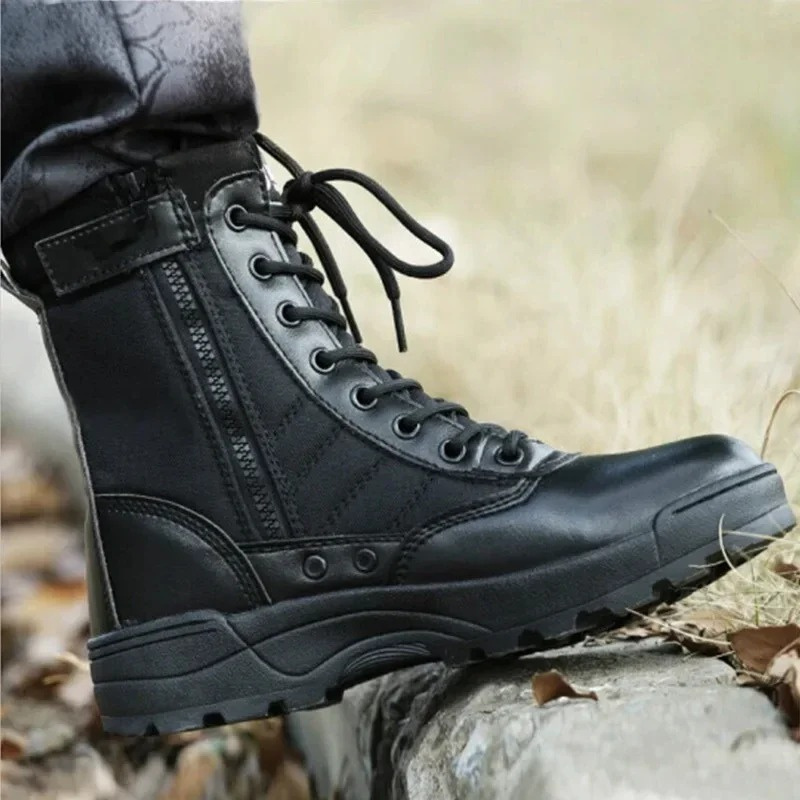 Boots with robust rubber soles and classic lacing