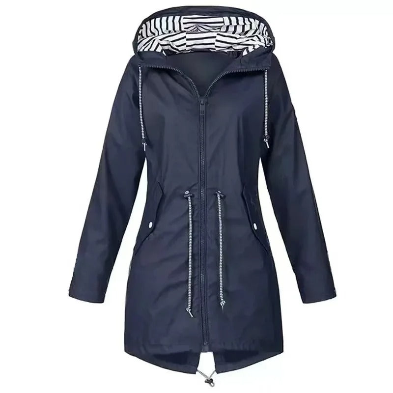 Women's - Outdoor Rain Jacket - Adjustable Drawstring - Waterproof and Stylish for All Weather Adventures