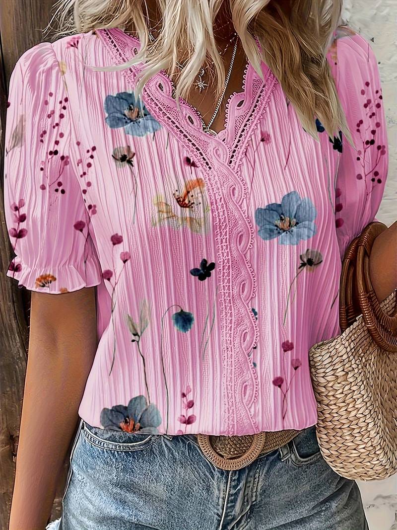 V-neck blouse for springtime looks