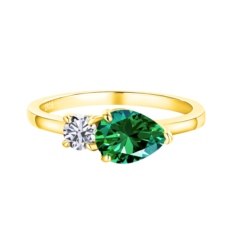 Slim ring with double gemstone design