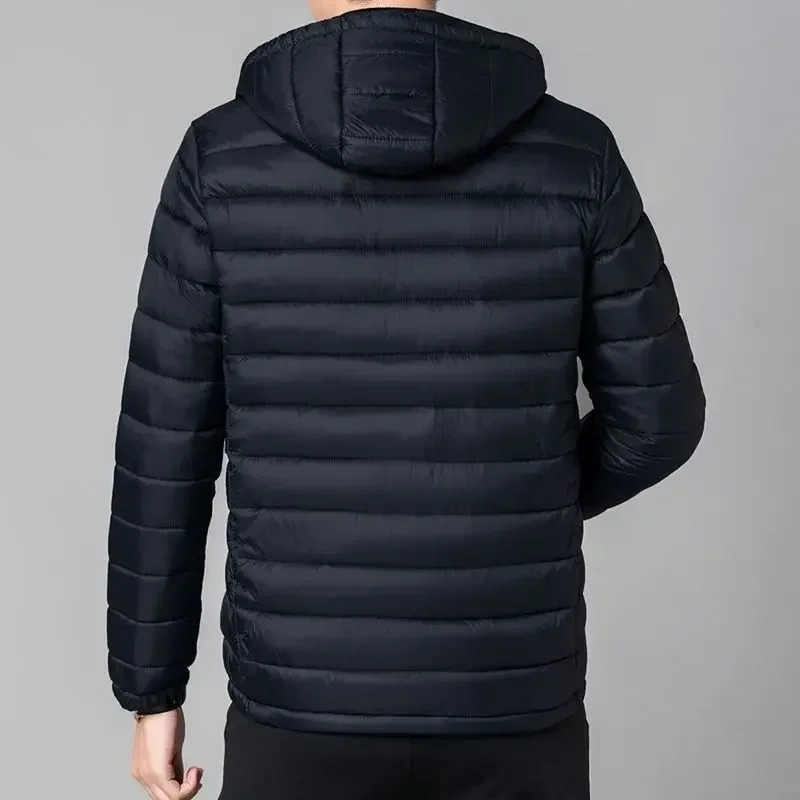 Men's weatherproof puffer jacket with hood and zip