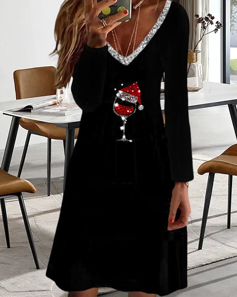 Women - Christmas Dress - Black - Elegant Wine and Dine Style for Festive Celebrations