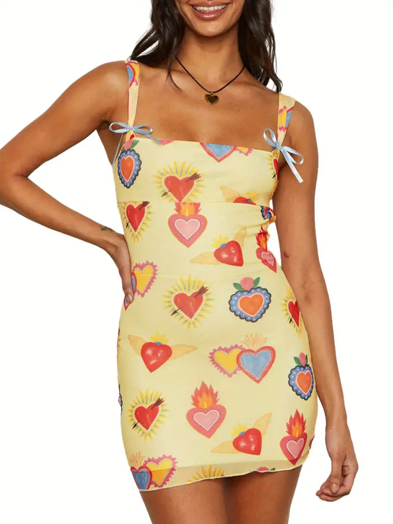 Halter dress with all-over print