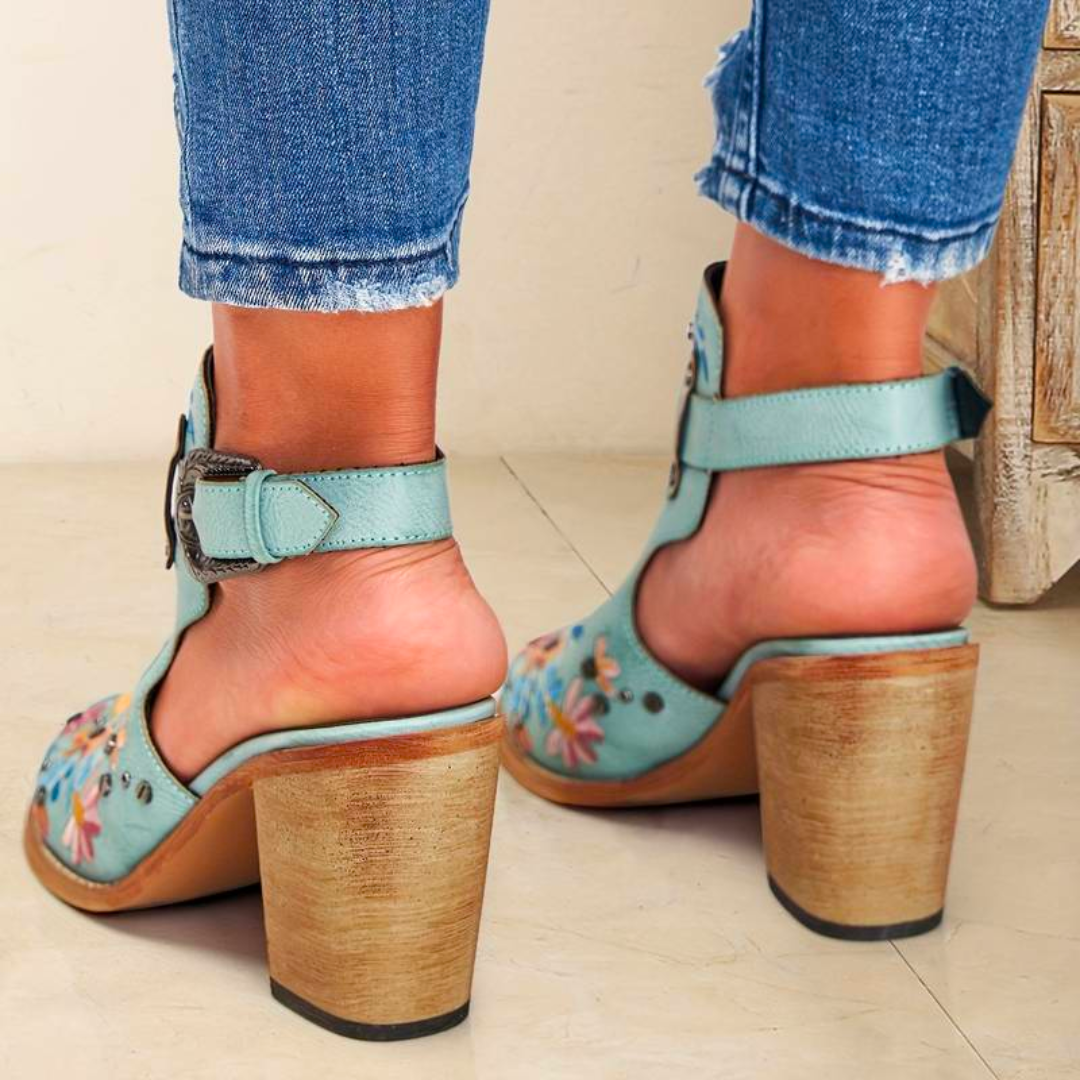 Embroidered Women's Slingback Heels