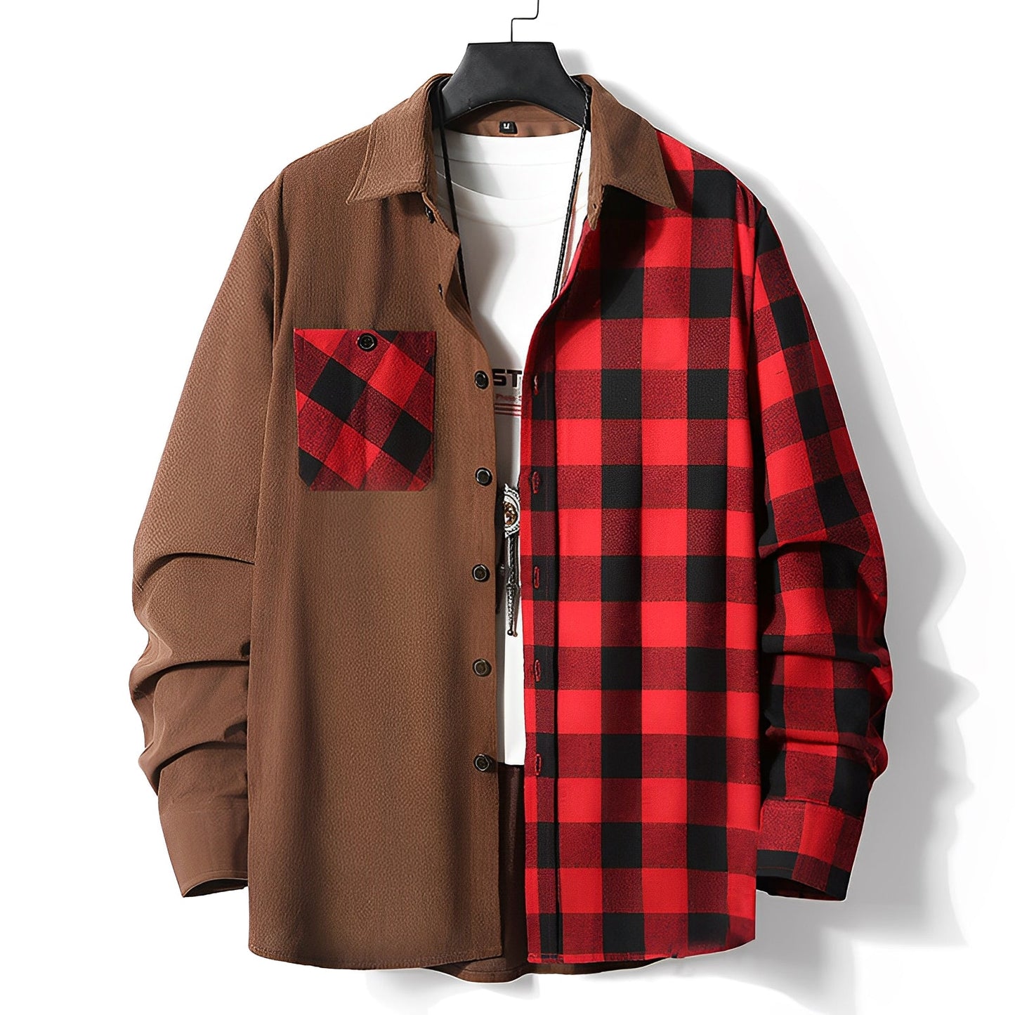 Men's Long Sleeve Shirt - Corduroy Check - Winter Style