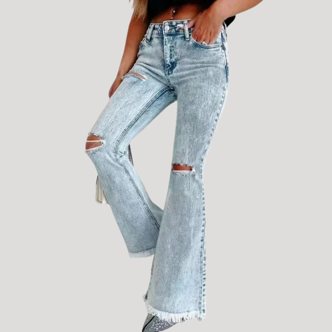 Flared jeans with rips