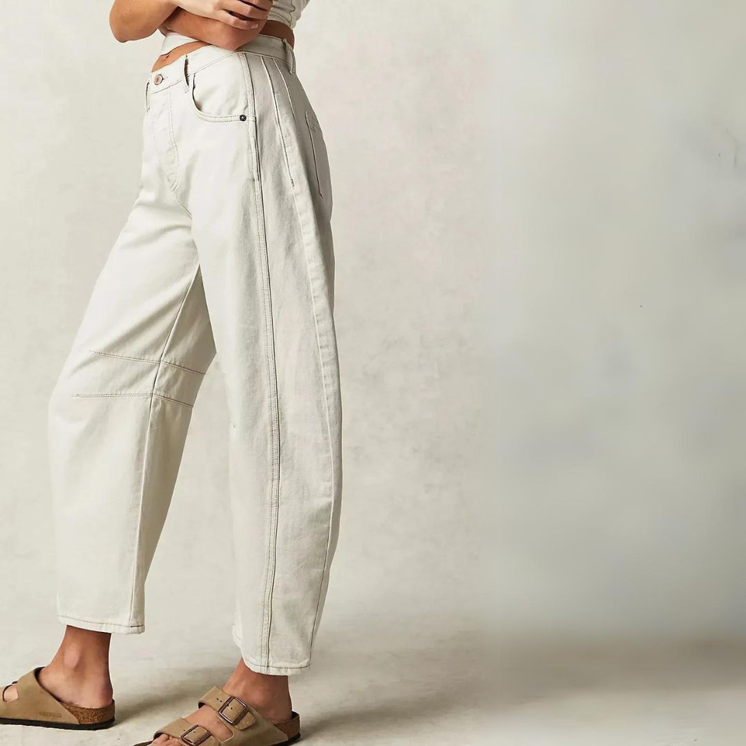 High-rise utility jeans with wide leg