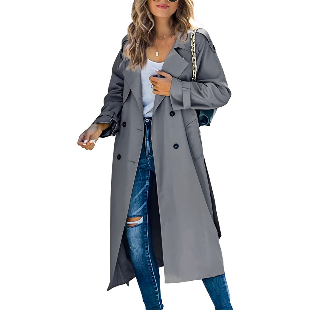 Women's Elegant Trench Coat - Stylish Design with Pockets - Versatile Outerwear for Any Occasion