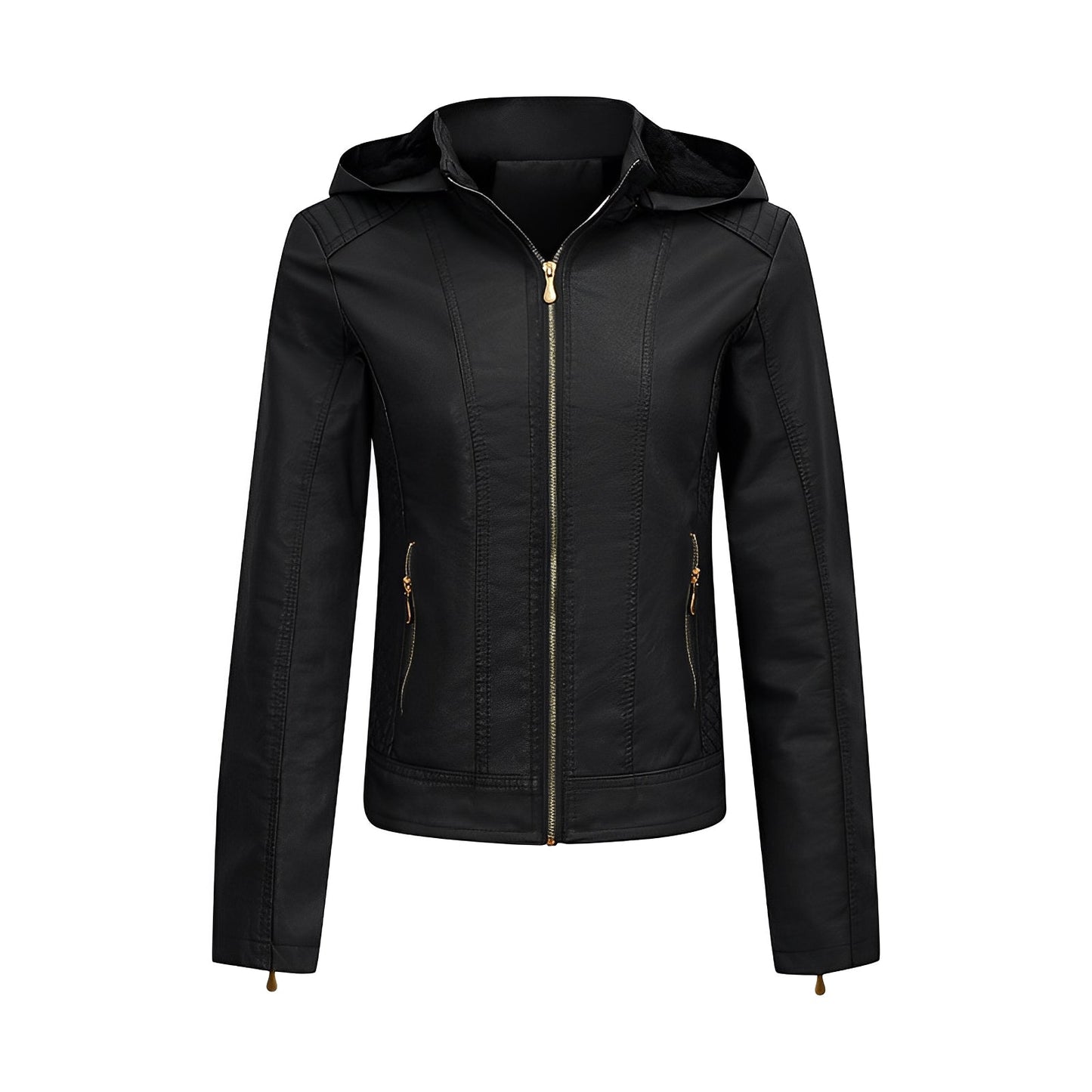 Women’s Slim Fit Leather Jacket with Zipper - Stylish and Comfortable Outerwear - Perfect for Every Occasion