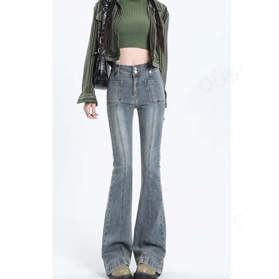 Casual Women's Flared Trousers with Slim Fit Design