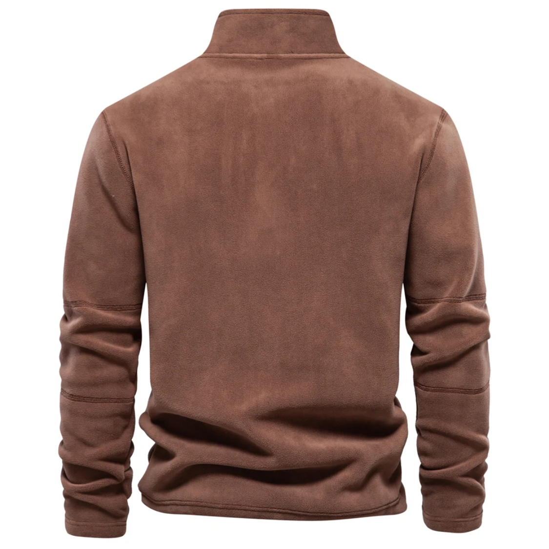 Fleece pullover with zip and stand-up collar