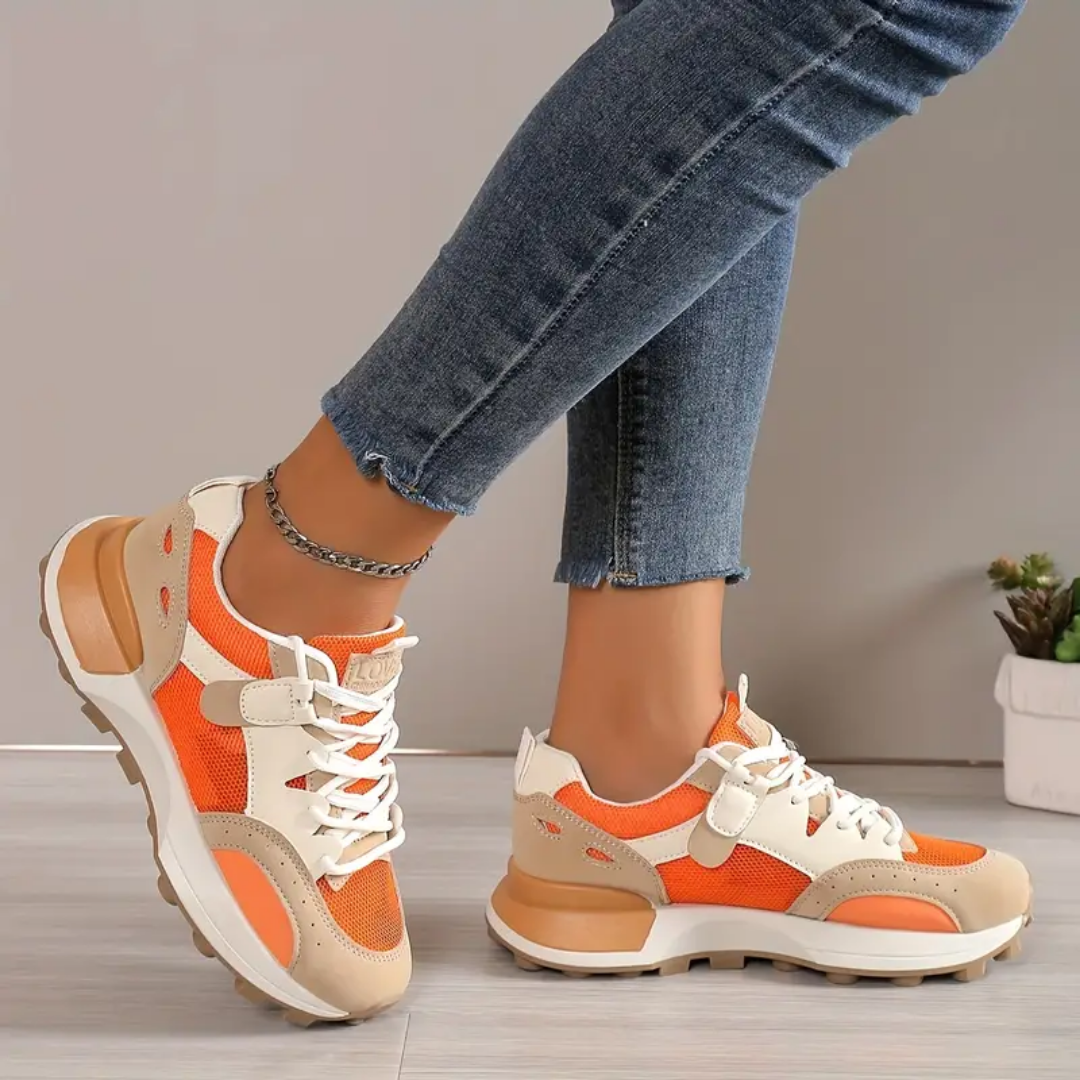 Orange coloured shoes