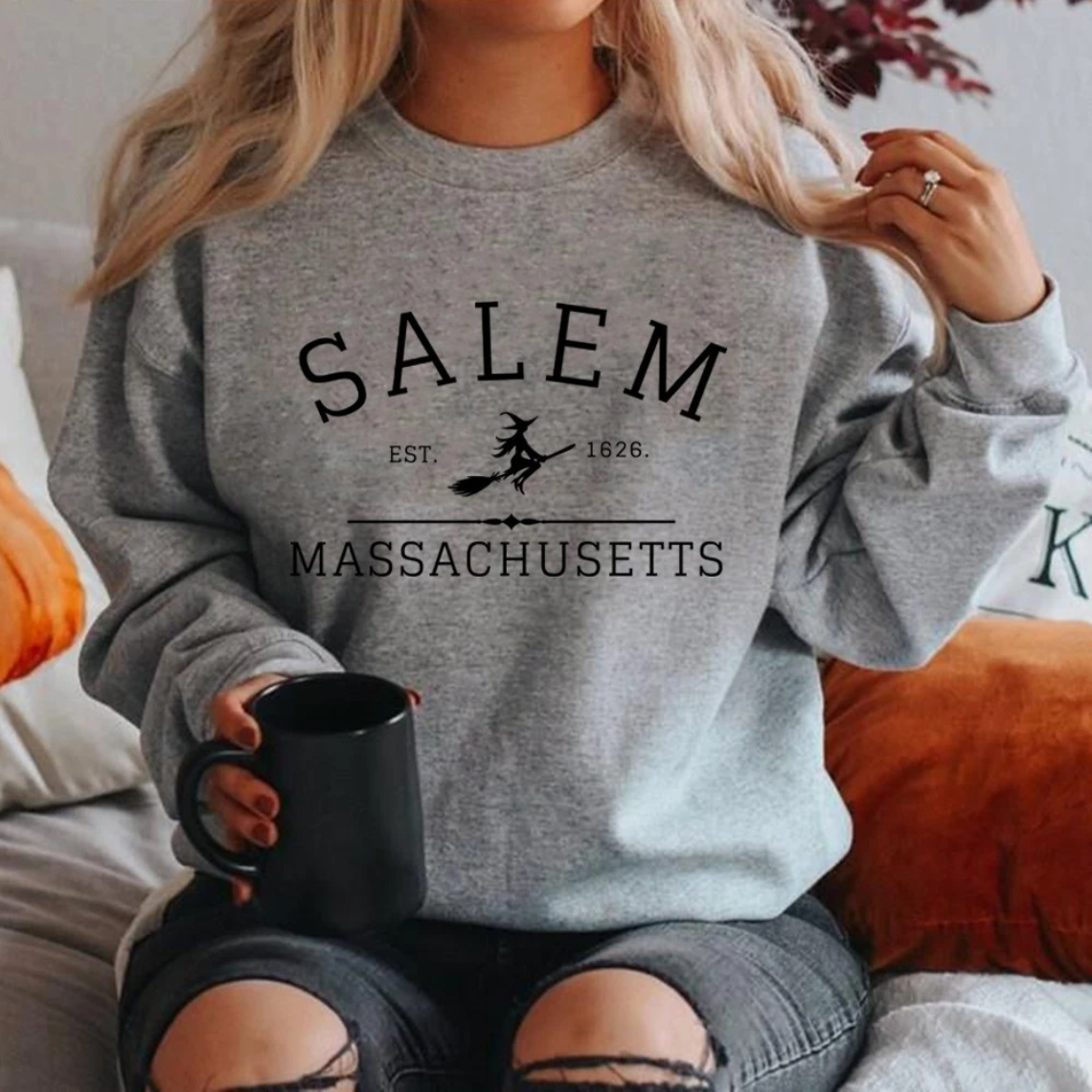 Casual Sweatshirt With Salem Massachusetts Design