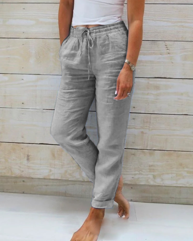 Elastic linen trousers