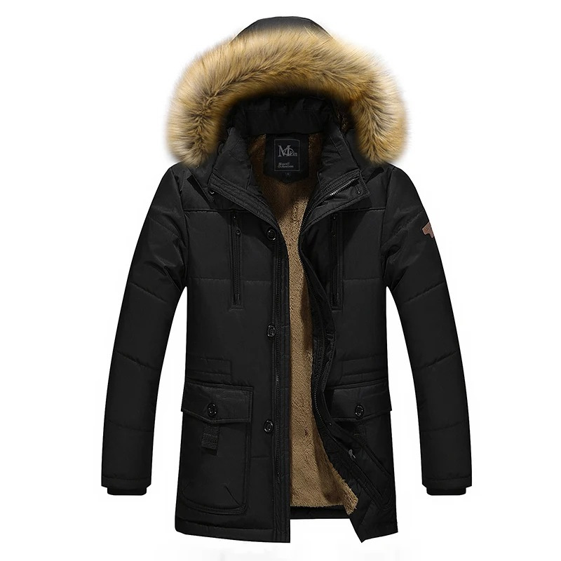 Men's Parka Winter Jacket With Warm Lining And Detachable Fur Collar