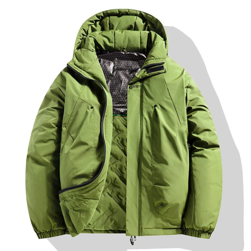 Men's puffer jacket with thermal lining and zip pockets