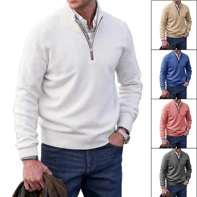 Classic knitted pullover with zip