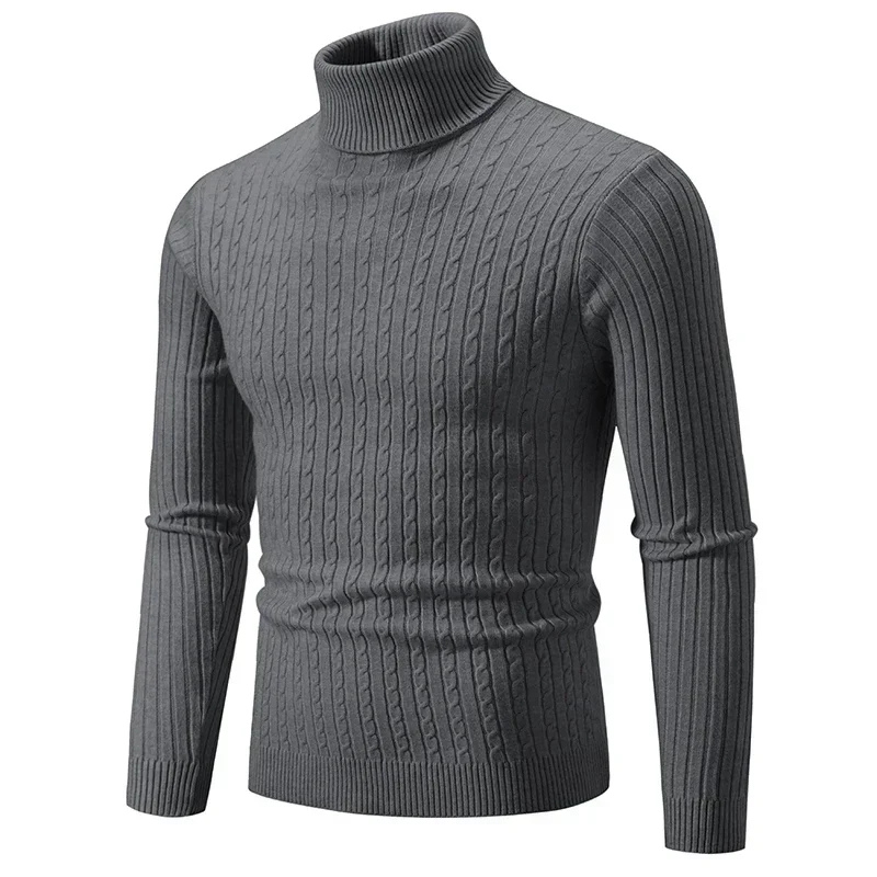 Knitted turtleneck jumper with cable pattern