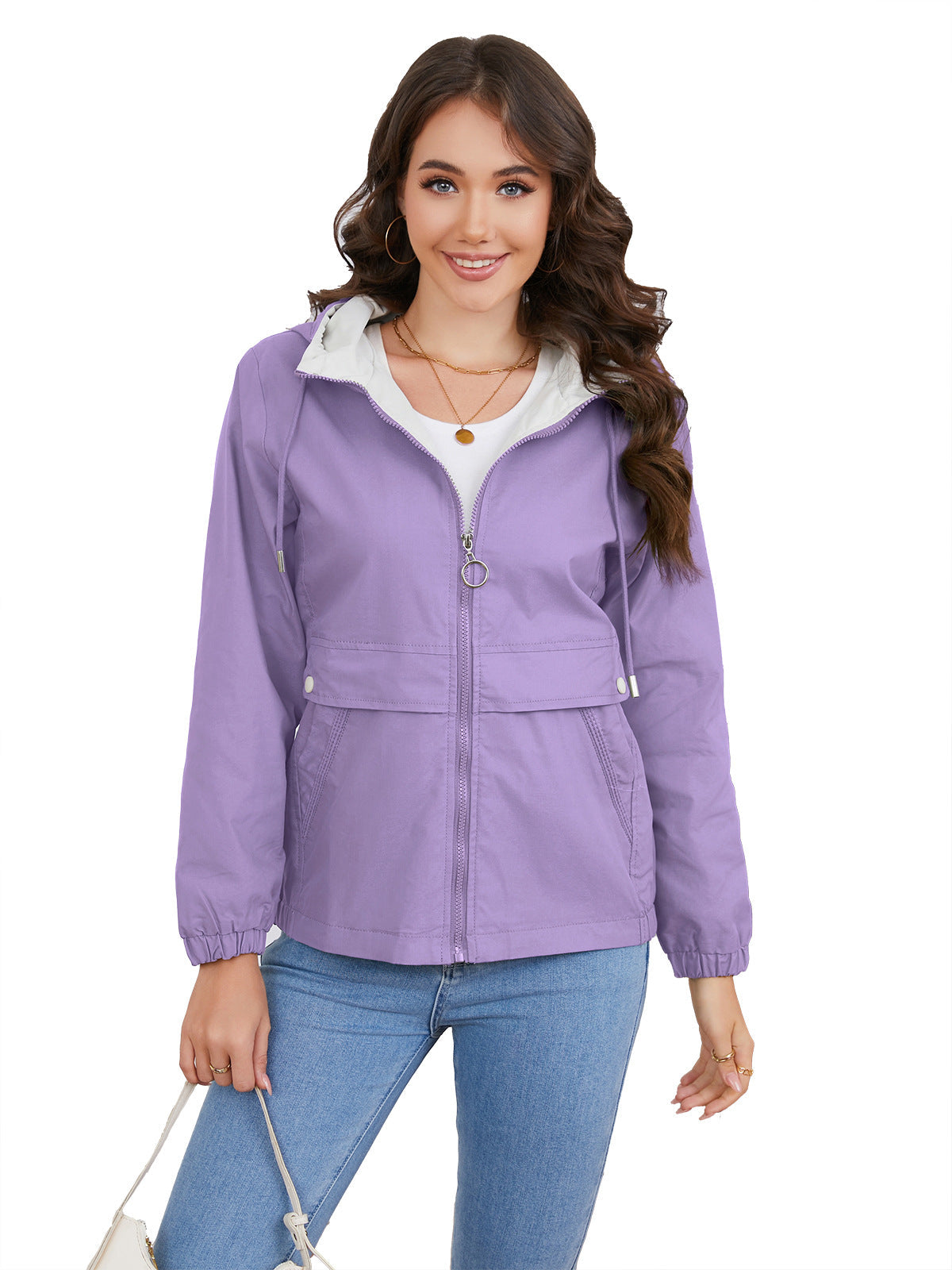 Women - Hooded Windbreaker Jacket - Lightweight & Breathable - Stylish Spring Essential